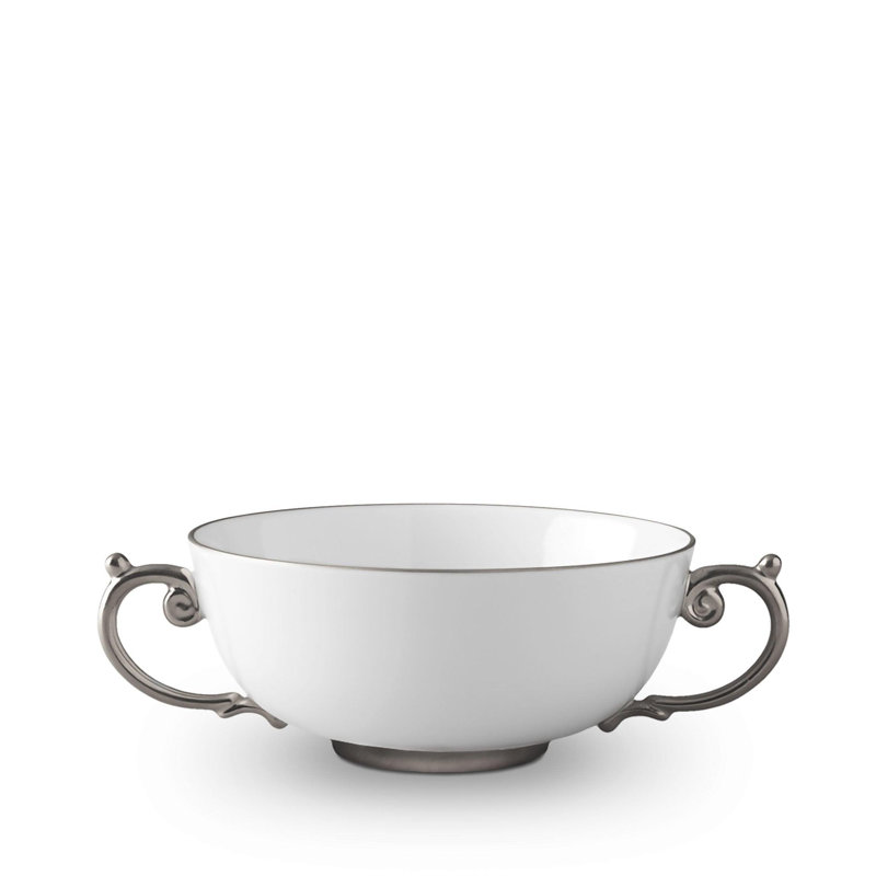 Aegean Platinum Soup Bowl w/2 Handles