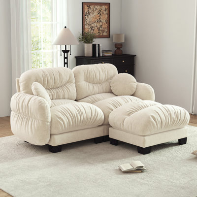 81.8''chenille L Shape Modular Couch With Ottoman