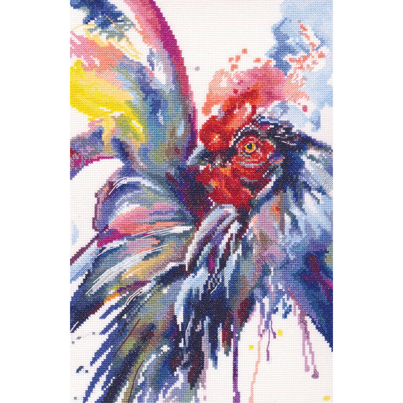 Trousse de point de croix compté Coq arc-en-ciel en quête de puissance par RTO M621