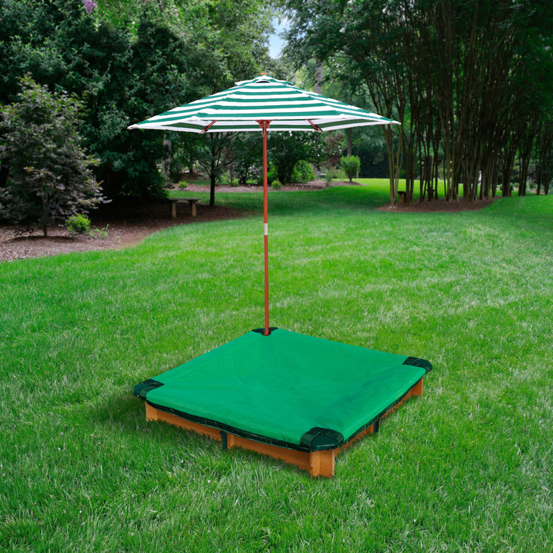 Gorilla Playsets Interlocking 3.62 ft. Square Sandbox with Cover and