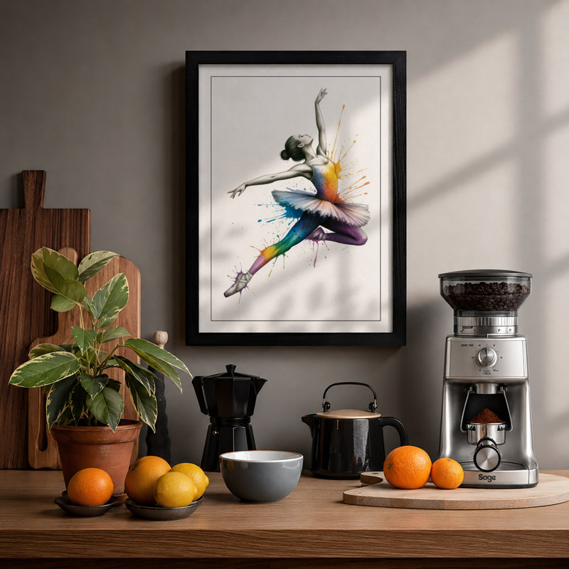 Dancer in Motion Modern - Framed Print, A2 - 59.4 x 42.0 cm, Black