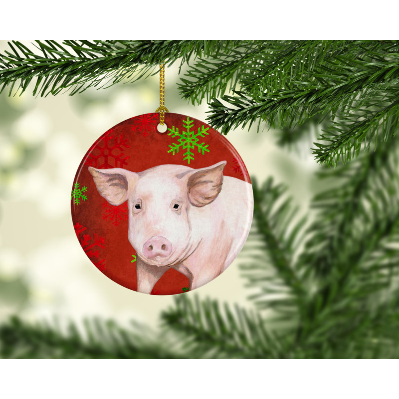 Ornement figurine suspendue en céramique porc de noël fêtes