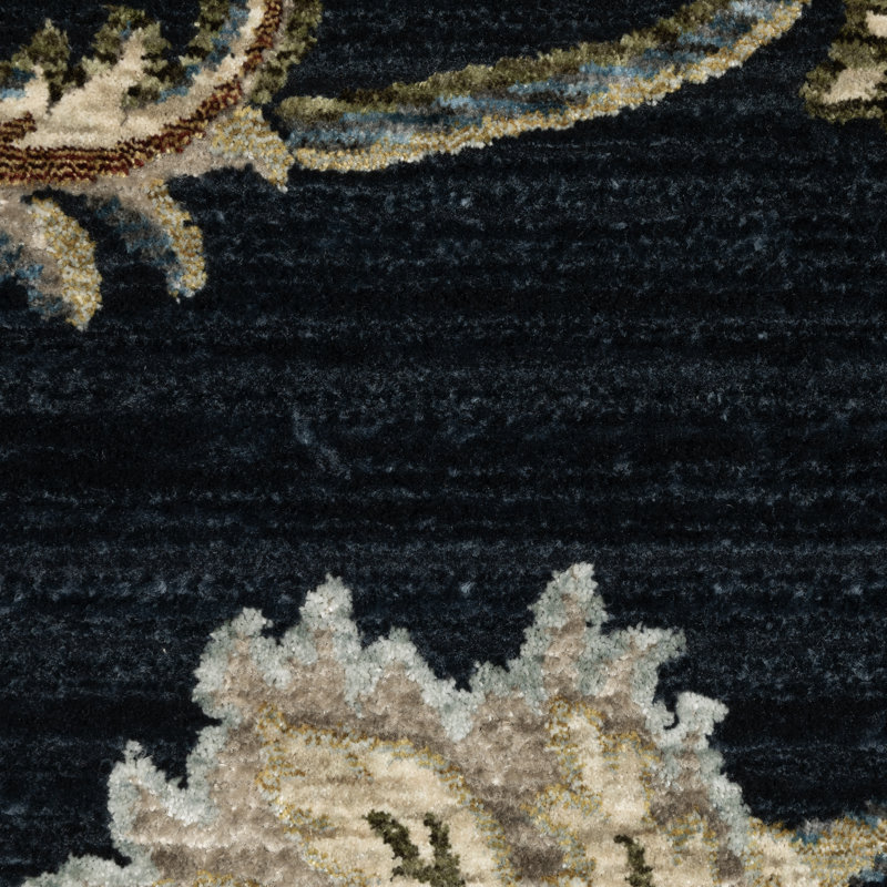 Elimelech Traditional Floral Navy Blue/ Multi Area Rug, Rectangle 3'3" x 5'