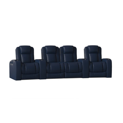 Upholstered Power Reclining Home Theater Seat with Cup Holder