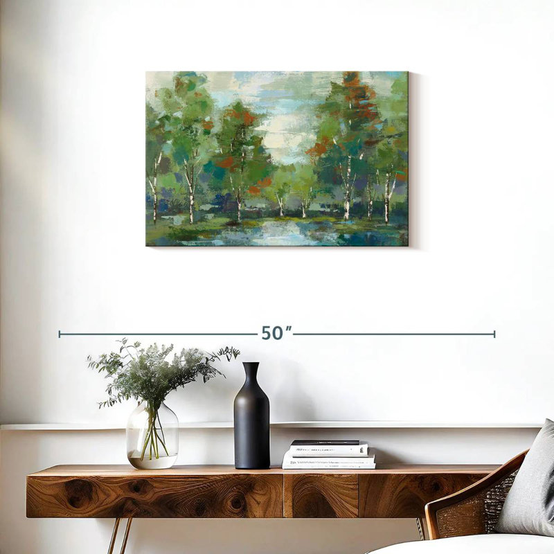 Avery, forêt, aube, turquoise, H 20 po x l 30 po