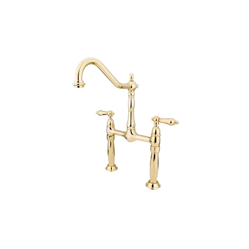 Robinet de salle de bain pour évier de vaisseaux Victorian, Laiton poli