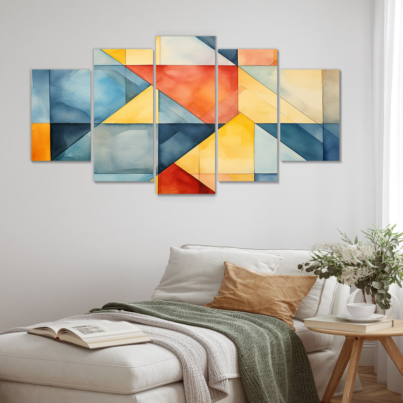 Mid-Century Pastel Color Cubes III - Abstract Geometric Multipanel Wall Art