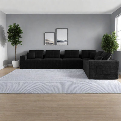 Canapé modulaire en mousse de velours côtelé 6 pièces