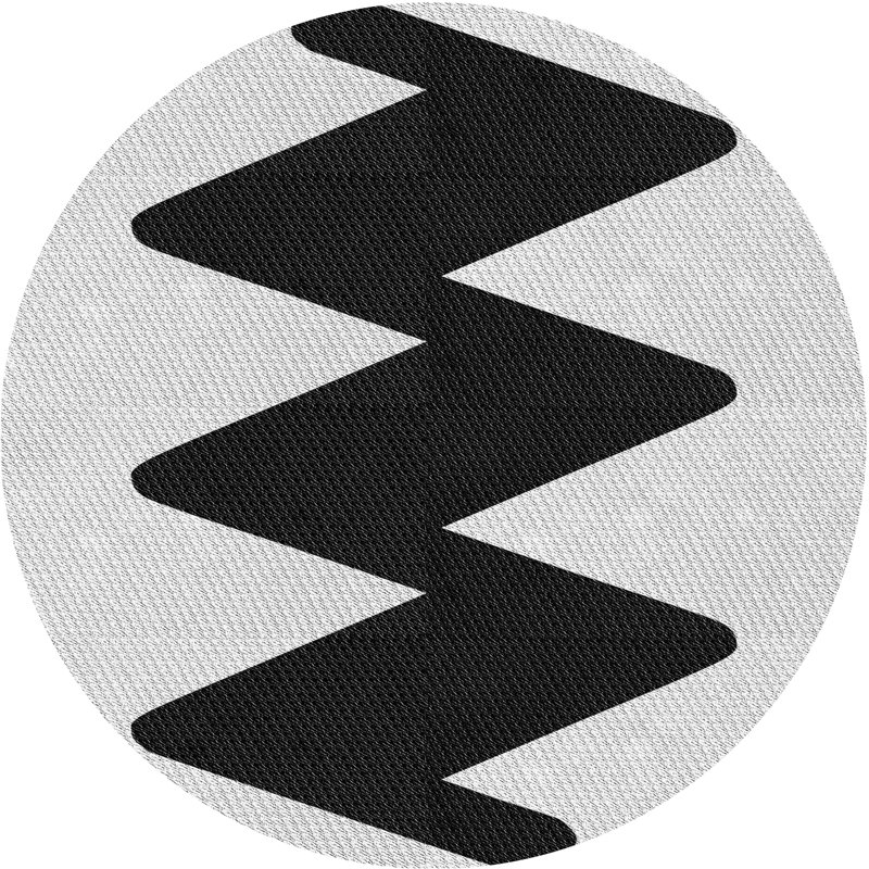 Tapis noir/gris à motifs Hoy, Rond 4 pi