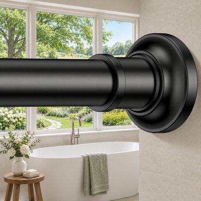 Built for bathrooms, windows, and patios, this black 10ft outdoor shower curtain tension rod adjusts from 30 to 120 inch; its heavy-duty spring system, no-drill setup, non-slip hold, and spliced telescopic design support extra-long curtain use.