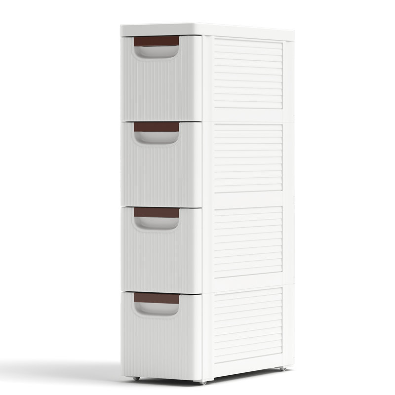 Meuble de rangement roulant et étroit à 4 tiroirs pour petits espaces, chariot de rangement en plastique avec roulettes intégrées
