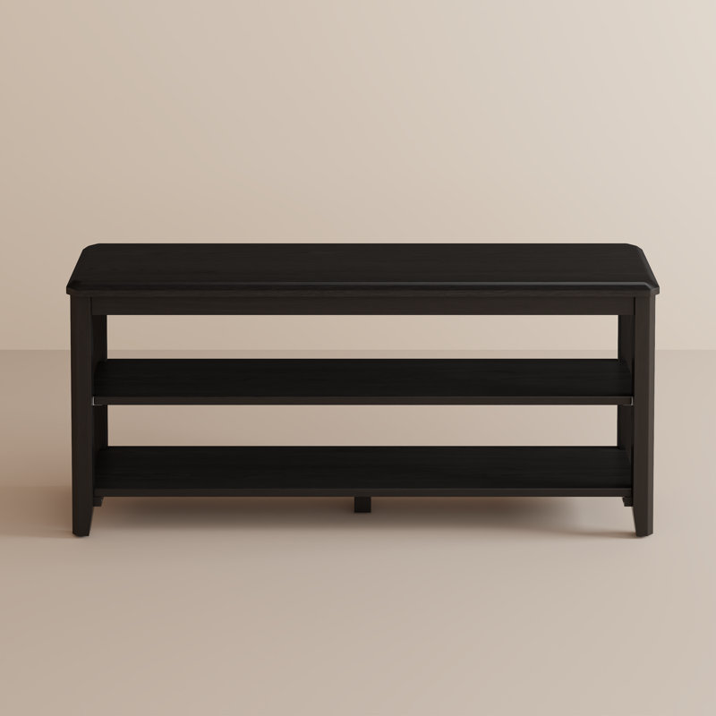 Bancs de rangement en bois massif Aevah, L 47,24 po x P 11,81 po x H 20,47 po, Noir