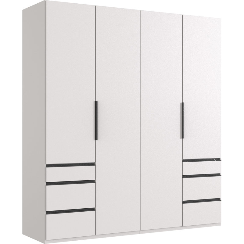 Guardino 4 Door Wardrobe, 216cm H x 200cm W x 58cm D, White