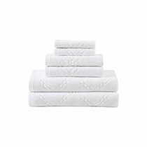 Laura Ashley Maude 6-Piece White Solid Cotton Towel Set