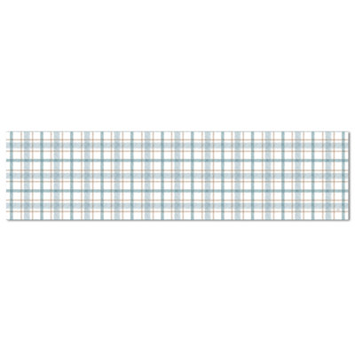 Tapis décoratif Deco-Floorming 8 pi x 2 pi Ticking Plaid, imperméable, profil bas, antidérapant