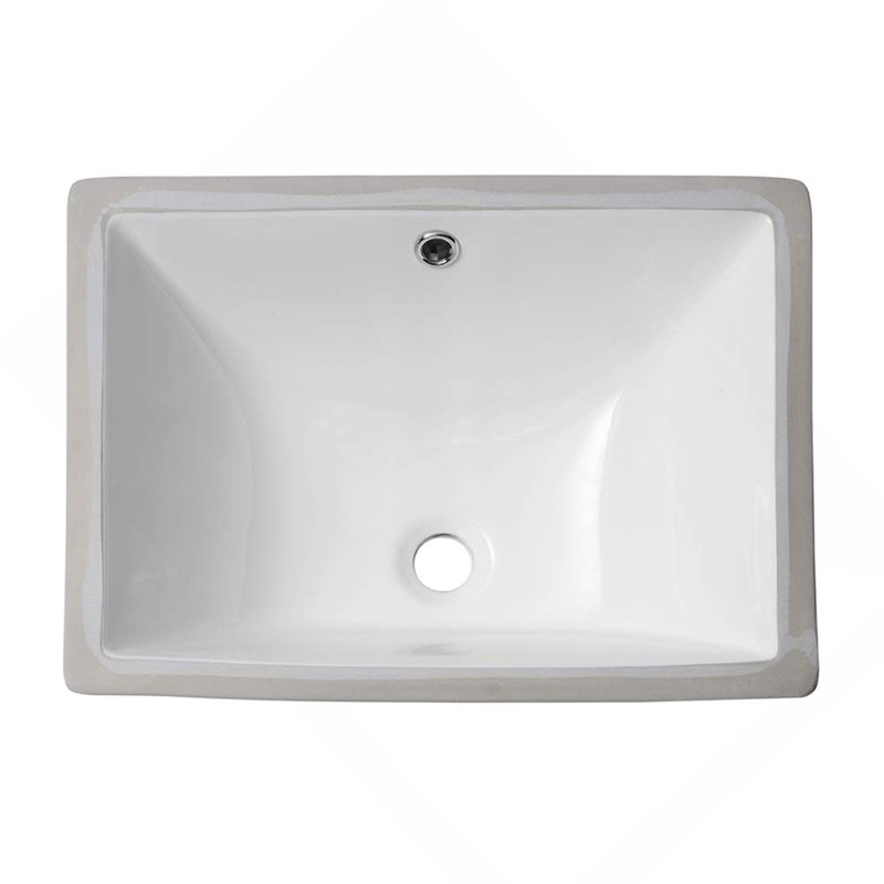 20.25"X15" White Ceramic Rectangular Undermount Bathroom Sink With Overflow