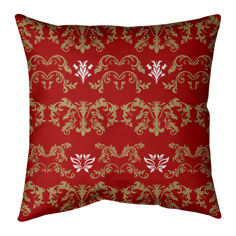 Housse de coussin San Francisco Football Baroque, 14 po x 14 po, Rouge / Beige / Blanc, Polyester sergé