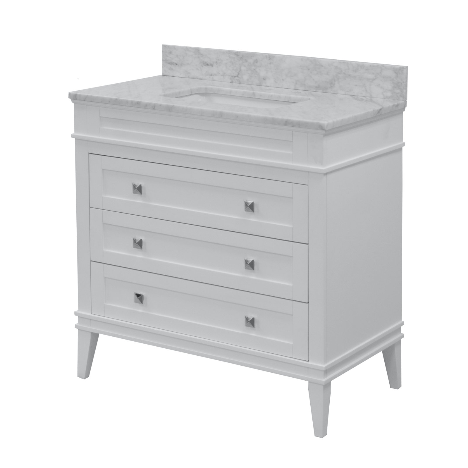 30'' Single Bathroom Vanity, White, Carrara Marble