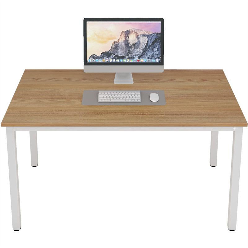 Bureau d'ordinateur Pauljohn, H 29,02 po x l 47,01 po x P 22,99 po, Teck, Blanc