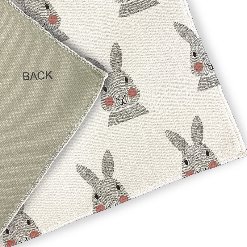 Tapis gris / blanc en chenille tissé à la machine Elioth, Rectangle 2 pi x 3 pi