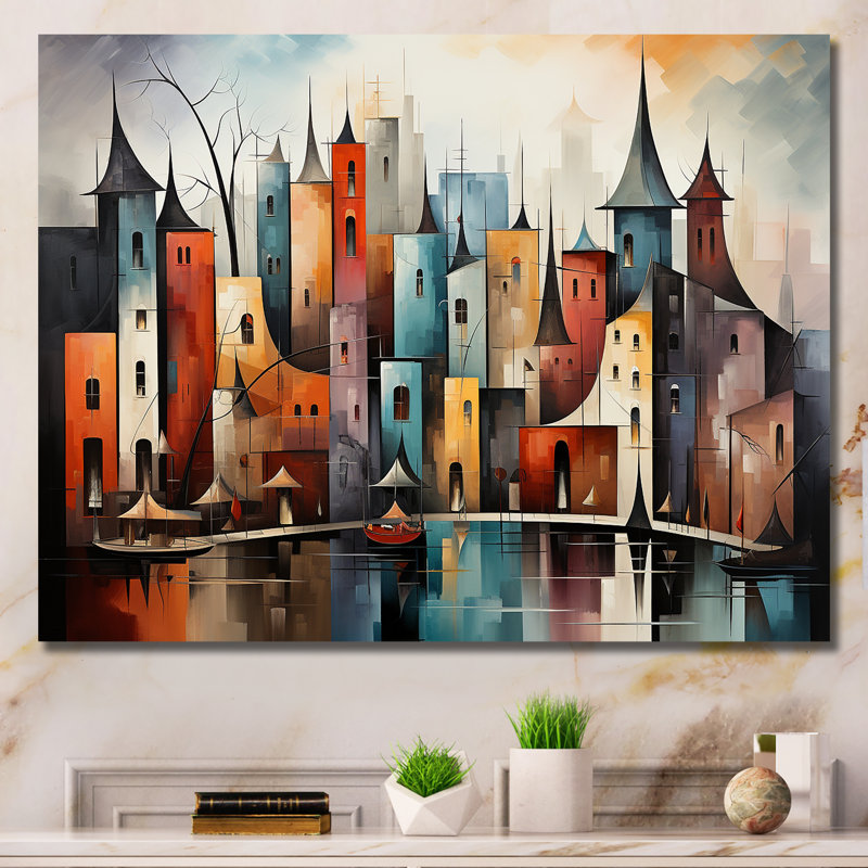 «Cubist Urbanism Horizon I», Toile tendue, 30" H x 40" W