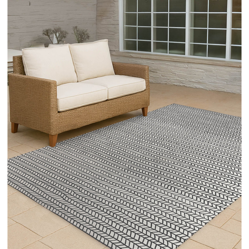Tapis d'extérieur à motif de chevrons antidérapant, Rectangle 5 pi x 7 pi