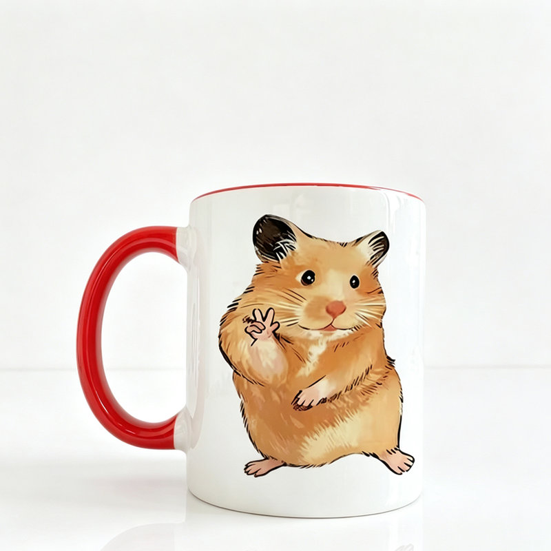 1pc Novelty Hamster Holding Heart Mug Coffee Cup Juice Cup Fun Gift.