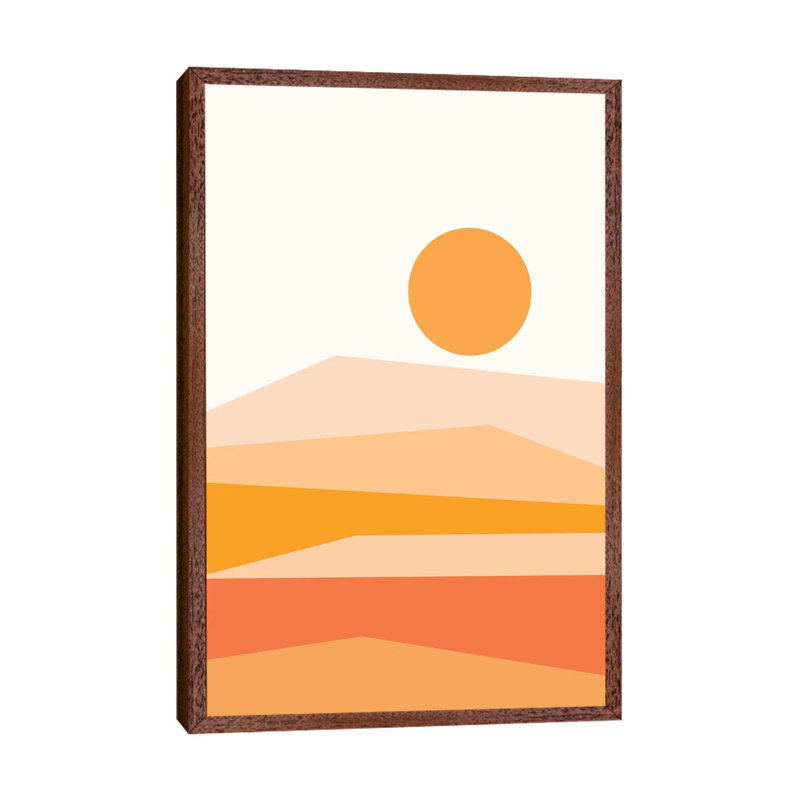 Print on Canvas, 152.5 cm H x 101.5 cm W, Silver/White/Orange, Brown Framed