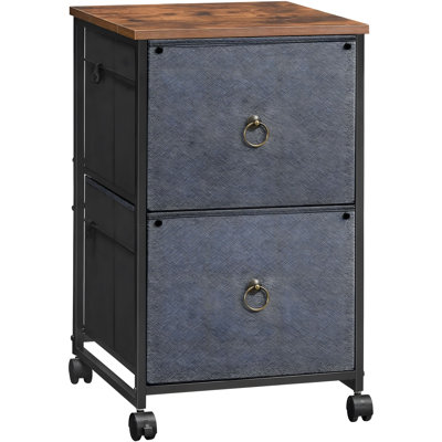 Rustic Brown & Gray Rolling File Cabinet - Versatile Storage For Home Office