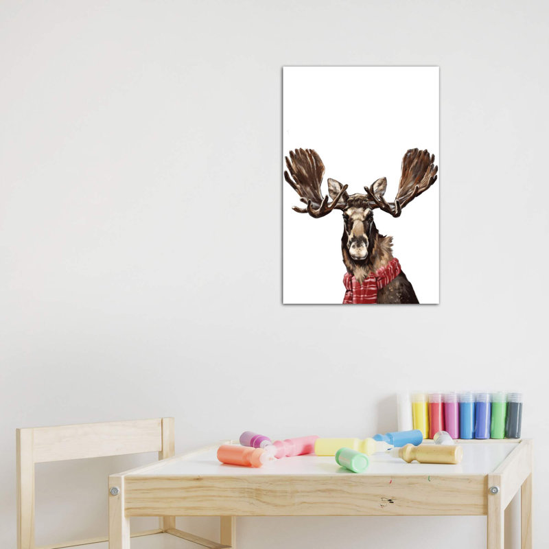 «Christmas Moose» par Big Nose Work - impression d'art graphique, Toile tendue, Pas de tapis, H 12 po x l 8 po x P 0,75 po