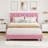 King Bed Frame With Upholstered Headboard, Heavy-Duty Platform Bed Frame With Strong Wood Slats-2128307089-2128307088