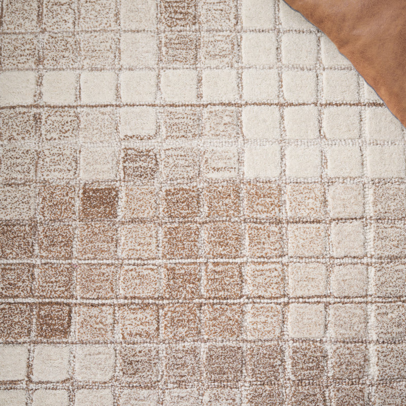 Aryaman 375 Area Rug In Ivory / Brown, Rectangle 5' x 8'