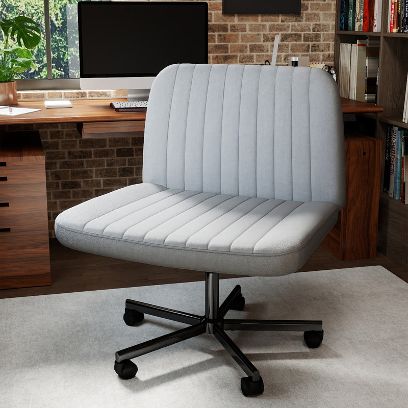 Chaise de bureau Criss Cross, fauteuil de bureau à roulettes sans accoudoirs et roues, Gris