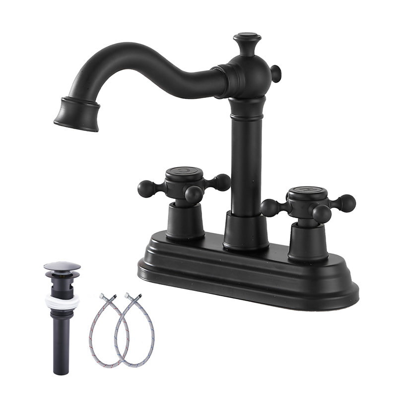 2-handle Bathroom Faucet with Drain Assembly, Matte Black