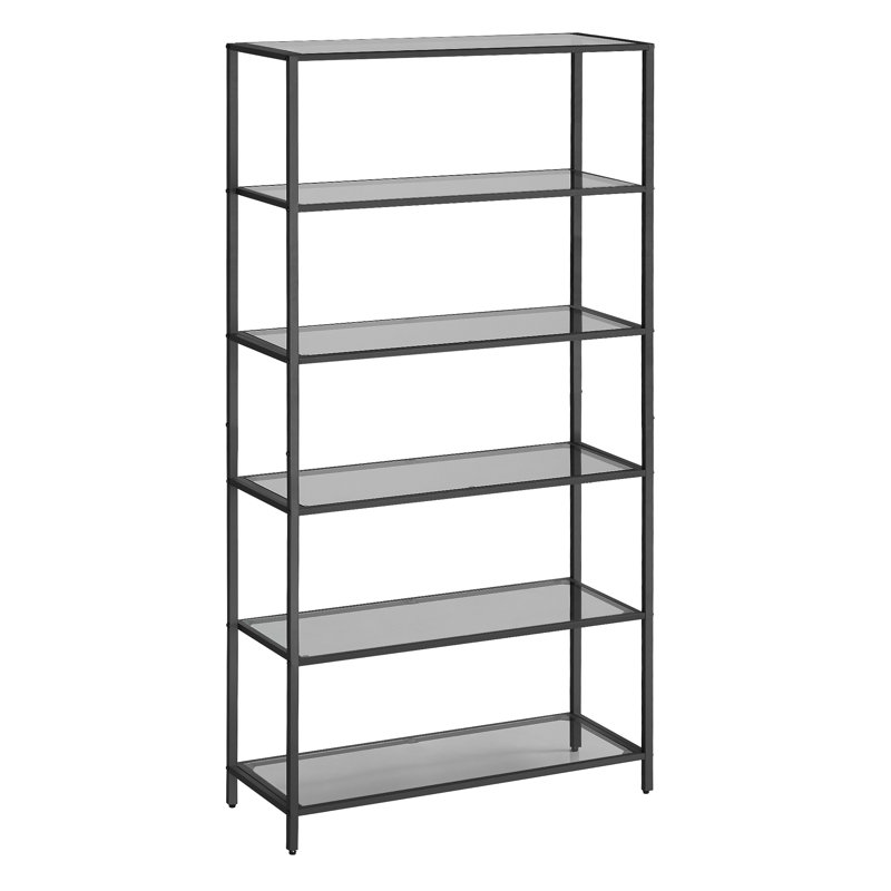 6-Tier Glass Shelf  Bookshelf, Grey
