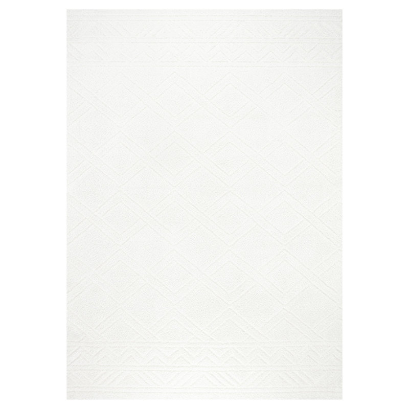 Tapis rectangulaire en polyester tissé à la machine de couleur unie ivoire Paris, Rectangle 7 pi 8 po x 10 pi 1 po
