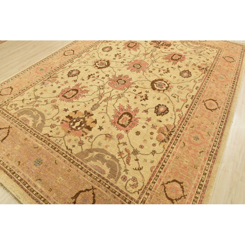 Tapis beige nouvel âge en laine 8 pi 11 po x 12 pi 1 po Gavon