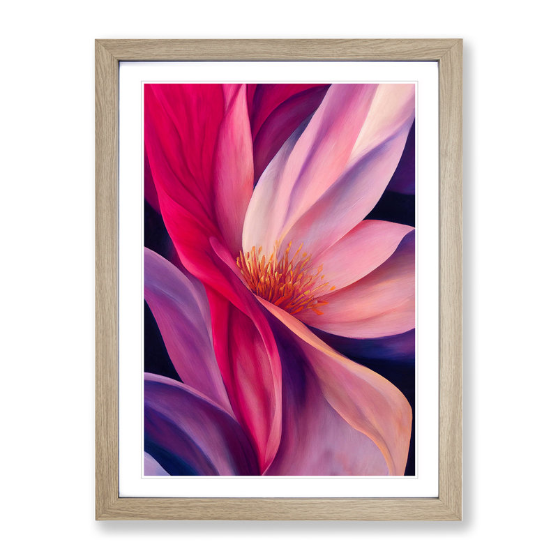 Abstract Flower No.3 - Framed Print, 64cm H x 46cm W x 2cm D, Oak Framed