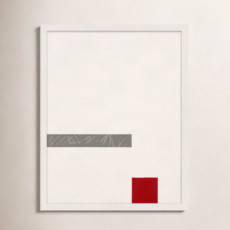 Tempo with Red 3 Framed Graphic Art, 25" H x 20" W x 1.25" D, White Framed Paper