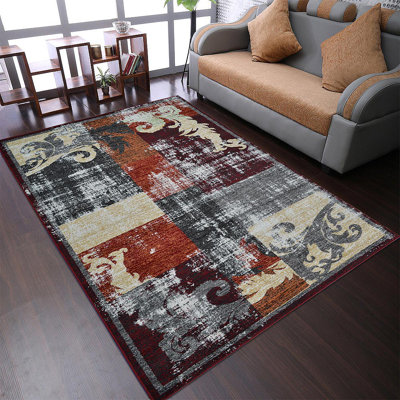 Tapis Housel pour le salon: Tapis lavable Vintage - Tapis en polypropylène tissé à la machine à motif abstrait: Multicolore - Tapis de salon | Tapis lavables à la machine, tapis antidérapant pour plancher intérieur résistant aux taches
