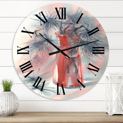Vase en verre rouge Pine Tree Branches