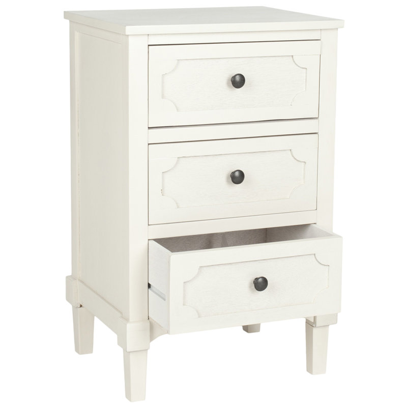 Table de chevet 3 tiroirs Mattalyn, Blanc