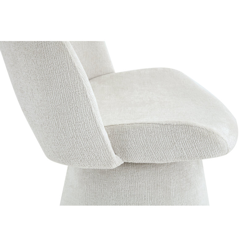Chaise d'appoint moderne avec dossier creux, base en métal stable (blanc cassé, ensemble de 1), Blanc