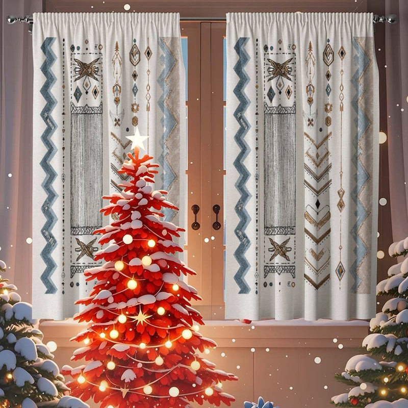 Boho Geometric Stripe Blackout Curtains Set Of 2，28 × 40