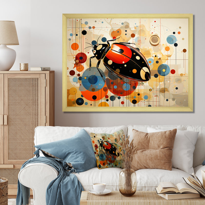 «Ladybug Playful Spots» - Imprimé géométrique, Cadre doré à une seule photo, H 30 po x l 40 po x P 1,5 po