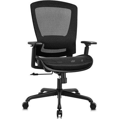 Mesh Office Chair,Ergonomic Computer Desk Chair,Sturdy Task Chair- Adjustable Lumbar Support & Armrests,Tilt Function,Comfort Wide Seat,Swivel Home Office Chair (Black)