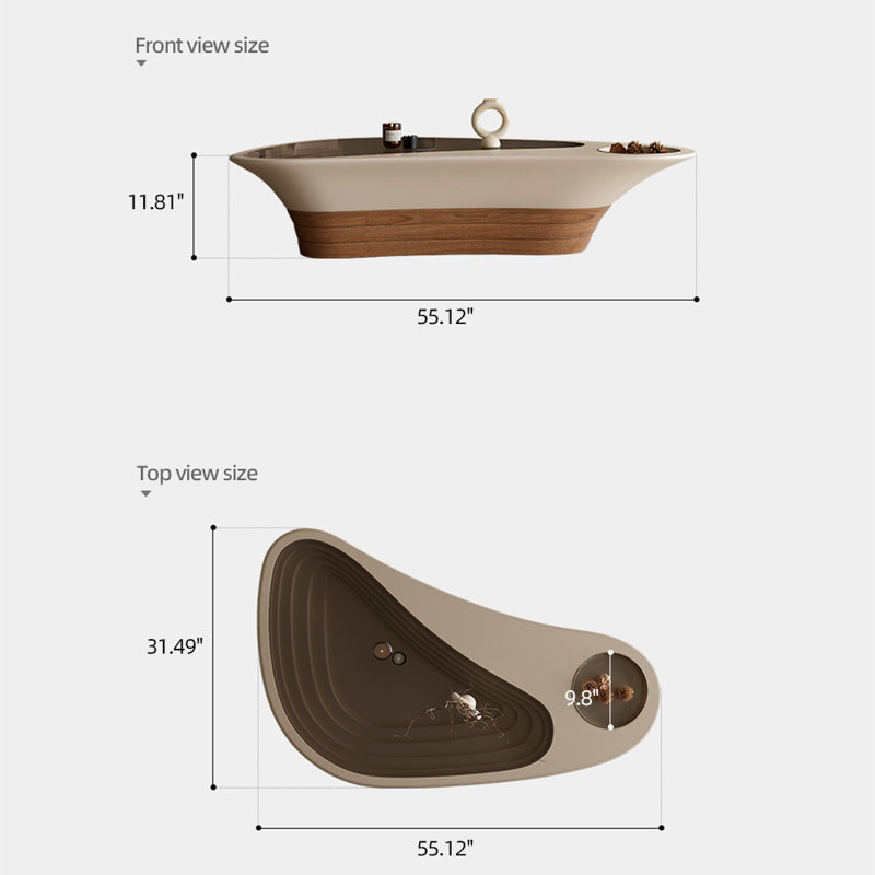 Bayat Single Solid Wood Coffee Table with Glass Top, No-Assembly Required