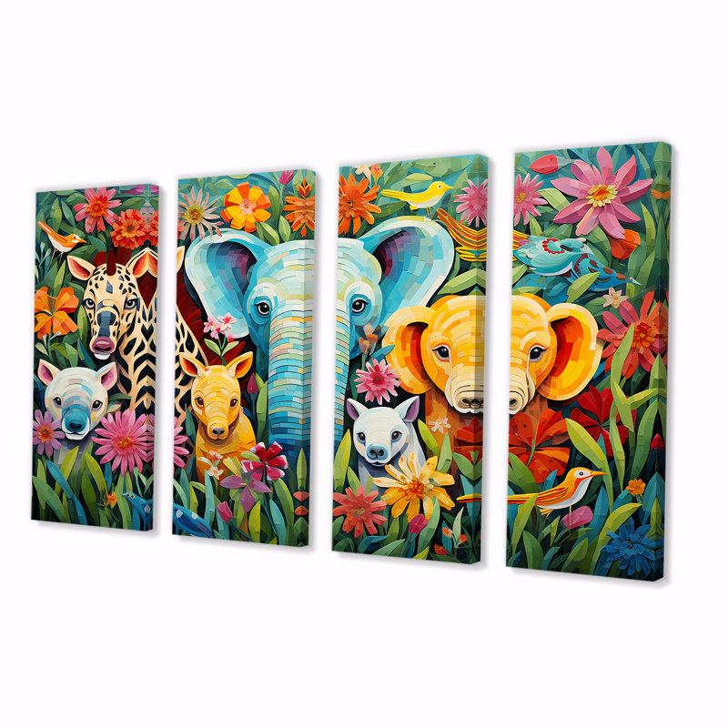 Pépinière d'animaux colorée mignonne colorée III, H 28 po x l 48 po