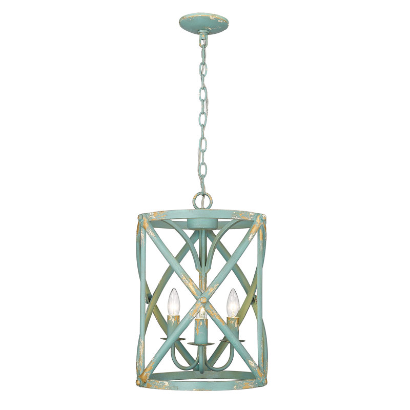 Luminaire suspendu cylindrique à 3 lumières, Sarcelle
