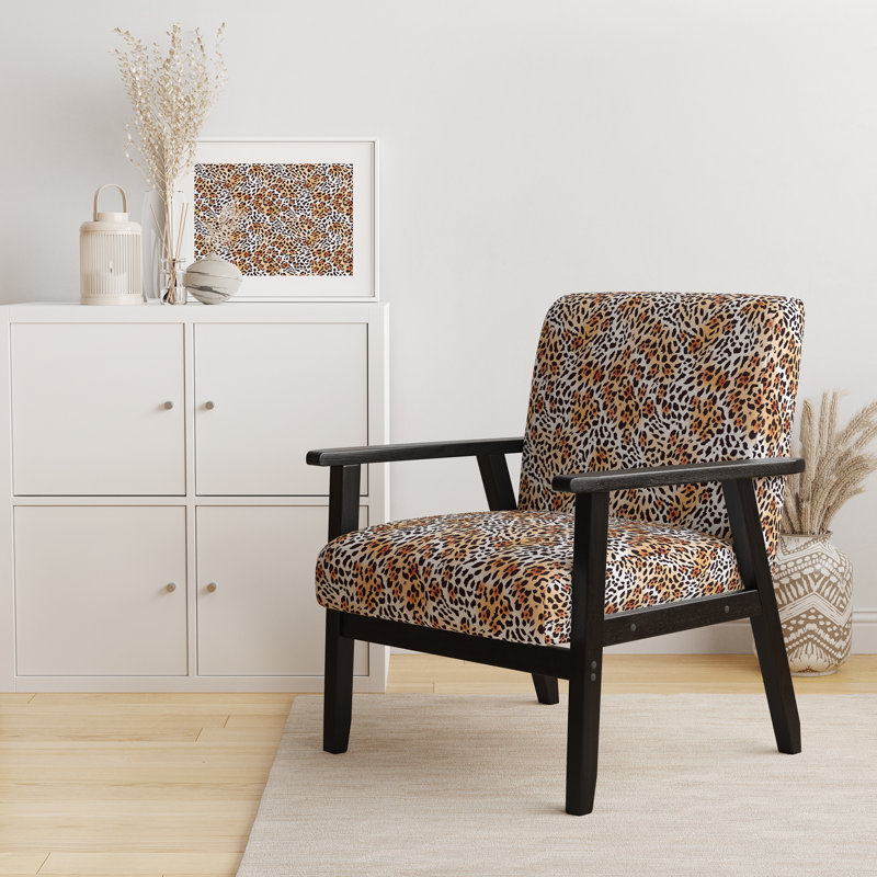 Fauteuil d'appoint rembourré Mid-Century «Gulkis - Leopard Safari II»